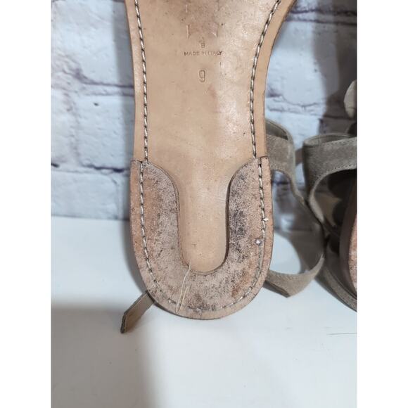 Sigerson Morrison Tan Suede Beaded Stone Sandals Ankle Straps Gladiator Size 9 - Picture 12 of 15